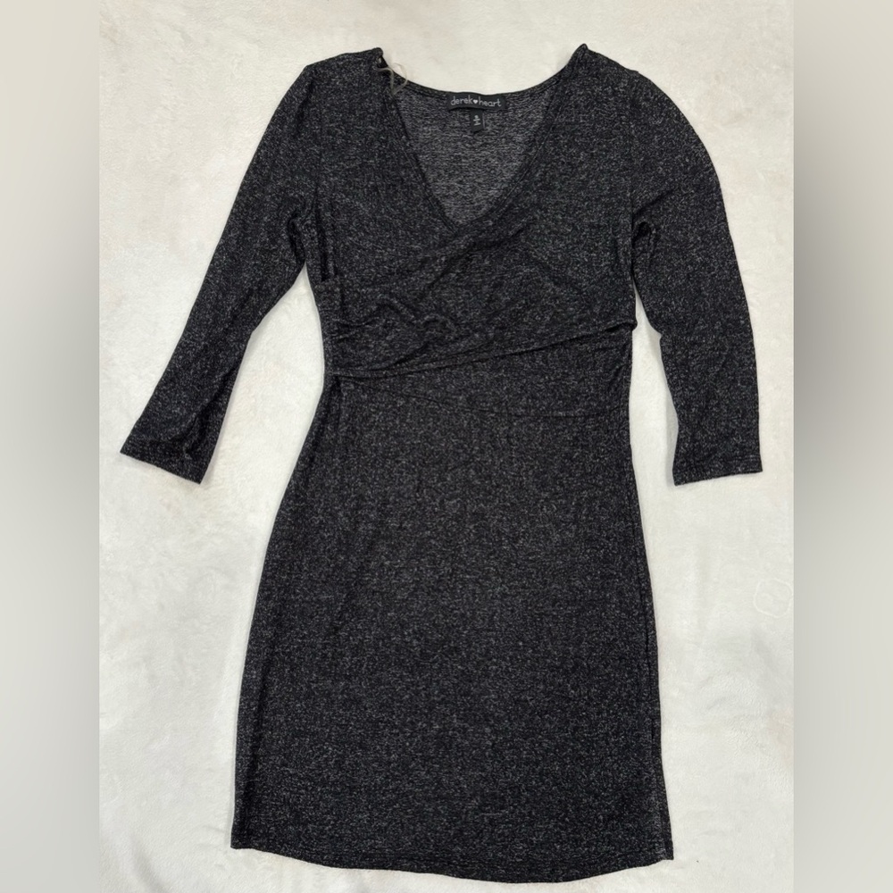Derek Heart Black Ruched Sheath Dress